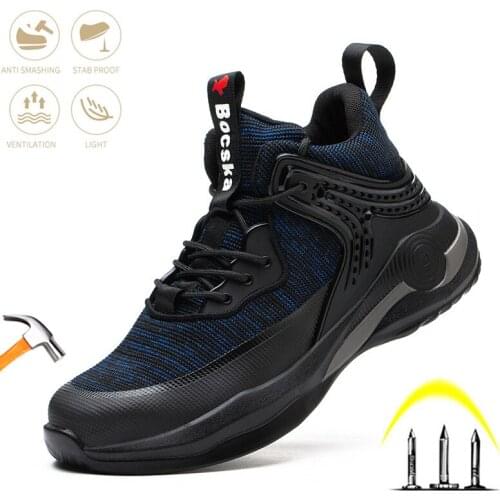 Safety Shoes Mens Impact Proof Work Boots Anti-smash Puncture-Proof Steel Toe Cap Lightweight Indestructible Protect Comfor Boot