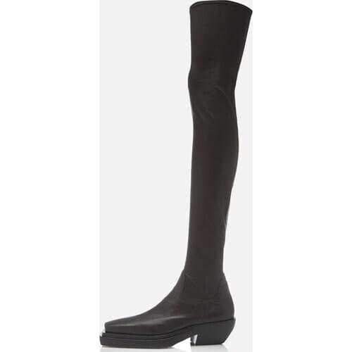 MUMANI Woman‘s Slim Stretch Knee High Boots Platform Winter Boots Long Boots Winter Shoes Genuine Leather Over the Knee Boots