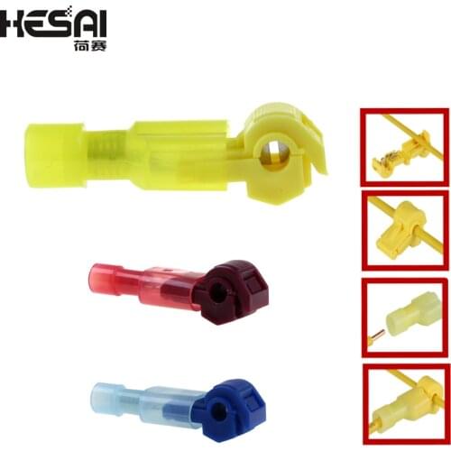 10Pcs / Lot 10A-20A T Type Quick Splice Crimp Terminal Wire Convenient Connector Scotch Lock Quick Splice Electrical