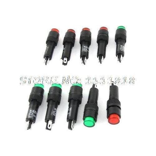 10 Pcs Panel Mounting Red Green Signal Lamps Indicator Lights AC 220V
