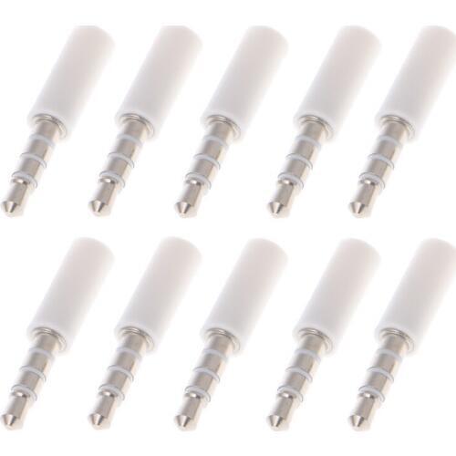 10 Pcs Gold 4 Pole 3.5mm Male Stereo Earphone Headphone Jack Plug Soldering White/Black