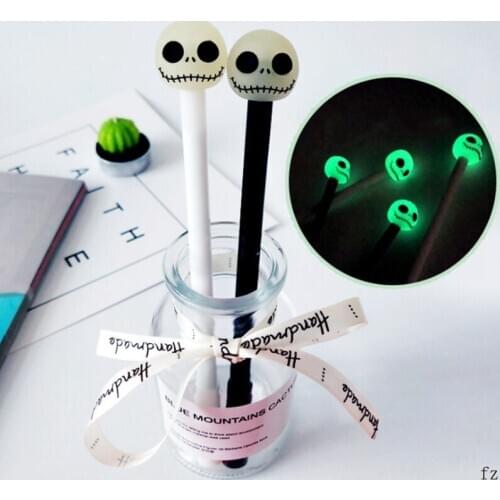 100 Pcs Noctilucent Skull Gel Pens 0.5mm Gel Pen School Office Supplies Halloween Gift Writing Supplies Kids Awards Gifts