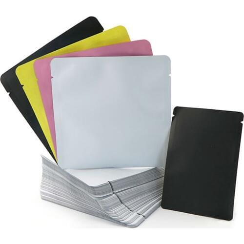 100pcs- Frosted black white aluminum foil flat bottom pouch tea powder gift bag 15x15cm colored mask packaging bags