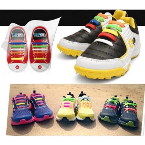 12pcs/lot New Design Children No Tie Rubber Elastic Shoelace Sneaker Shoe Laces Running Shoelaces Athletic Shoe laces