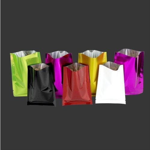 200Pcs Matte/ Glossy Colorful Open Top Aluminum Foil Heat Seal Packaging Pouch Vacuum Food Coffee Flat Pocket Packing Bag Retail