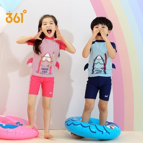 361 Kids Swimwear Character Shark Swimsuit for Boys Girls Two Pieces Swimming Suit Children Bathing Suit Short Sleeve Tankini