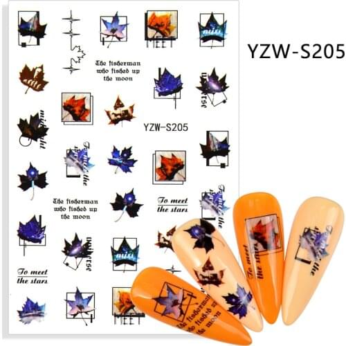 3D Maple Leaf Stickers Nail Decals Maple Design Laser Shinning Manicure Decoration Nail Art Slider Adhesive Tip