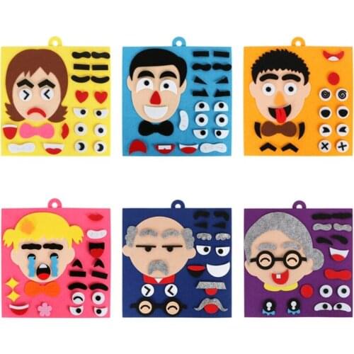 3D Facial Features Puzzles Emotion Expressions Stickers Toys Creative Face Changing Toy Non-woven Early Learning Toys