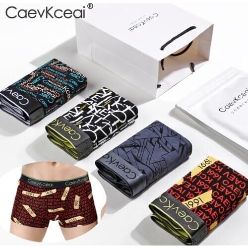 4PCS/Set High Quality Brand Boxer Mens Underwear U Convex Boxers Shorts Sexy Soft Male Panties Printed calvin cueca Underpants