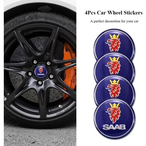 4Pcs Metal Car Wheel Stickers Auto Hub Cap Emblem Badge For SAAB 9-4X 9-7X 9-3 9-5 9-2X 9-X 9000 900 600 99 97 Monster GT750
