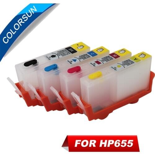 4pcs Refillable Ink Cartridge For HP655 HP 655 for HP Deskjet 3525 4615 4625 5525 6525 cartridge with ARC chips