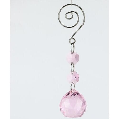 5.1" (H) 6pcs Pink Crystal Octagon Beads With One Glass Faceted Ball For chandeliers Pendants/ Christmas Tree Decoration