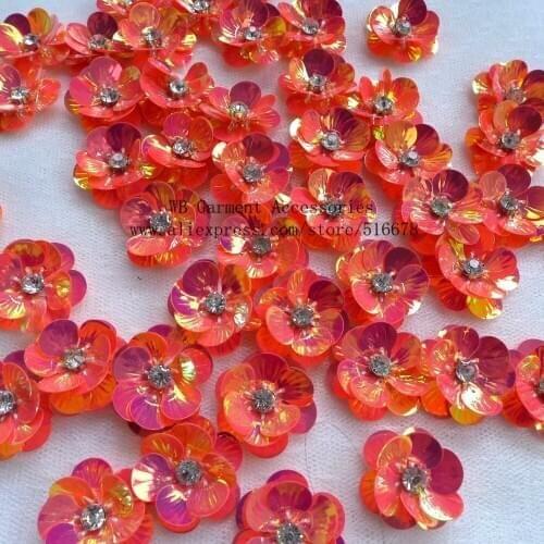 50pcs/lot 3D Sequin Flowers Handmade Sew-on Patches DIY Wedding Crafts Shoes Bags Garment Design Accessory 3cm
