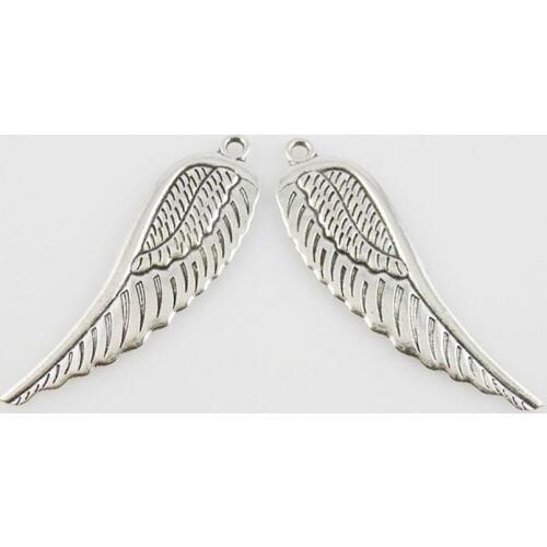 6pcs Antique Silver Zinc Alloy Feather Wings Charms Pendants DIY Jewelry Findings Accessories 12384