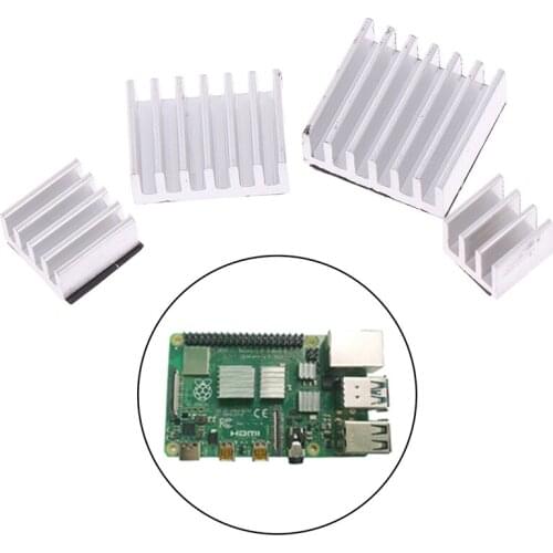 4pcs Aluminum Heatsink Radiator Cooler Kit For Raspberry Pi 4B With Sticker