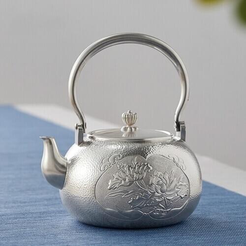Large-capacity S999 handmade silver pot, household kettle, tea ceremony and practical tea set [710g + 1200ml]
