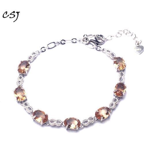 CSJ Zultanite Bracelet Sterling 925 Silver Oval Cut Created Sultanite 5*7mm Color Chance Fine Jewelry Women Wedding Party Gift