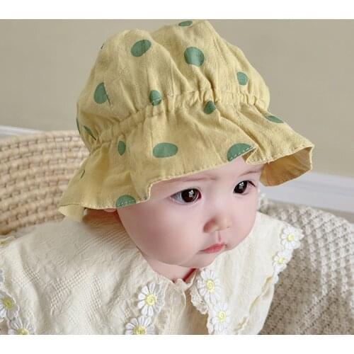 Baby Fisherman Hat Thin Spring And Summer Super Cute Lace Wave Dot Baby Childrens Hat Double-Sided Baby For Girls Sun Caps Tide