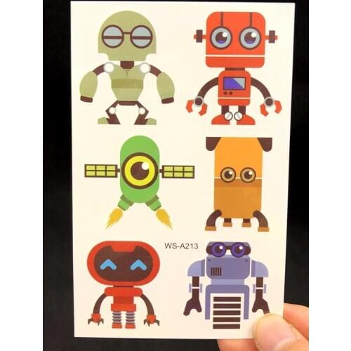 Kids Cartoon Robot Temporart Tattoo Disposable Body Art For Children Colorful Tattoo Stickers Party Fake Tattoo Boys Sticker