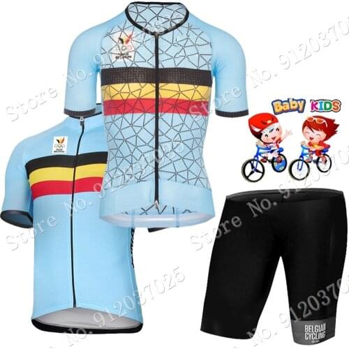 2021 Kids Belgium Cycling Jersey Set Belgian Boys Girls Clothing Children Road Bike Suit MTB Shirts Shorts Ropa