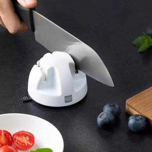 Huohou Mini Double Wheel Knife Sharpener Dual Mode Sharpening PVC Suction Stone Grinder Grindstone Tools for Kitchen