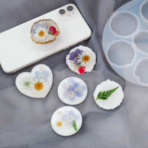 Phone Holder Mold Irregular Round Heart Phone Stand Mold for Resin Circle Epoxy Resin DIY Craft Set Phone Grip Epoxy Resin Art