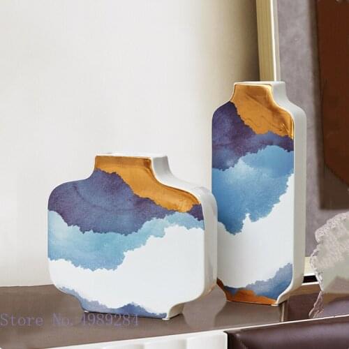 Chinese ceramic vase Graffiti paint Flower Arrangement Hydroponics Ceramic handicraft ornaments Flower vase Home Decoration