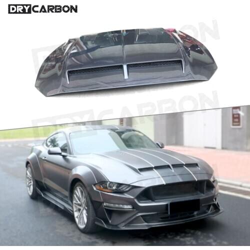 Carbon Fiber Car Engine Hood Bonnet For Ford Mustang 2.3 5.0 2018 UP Engine Hood Bonnet Cover FRP Car Protection