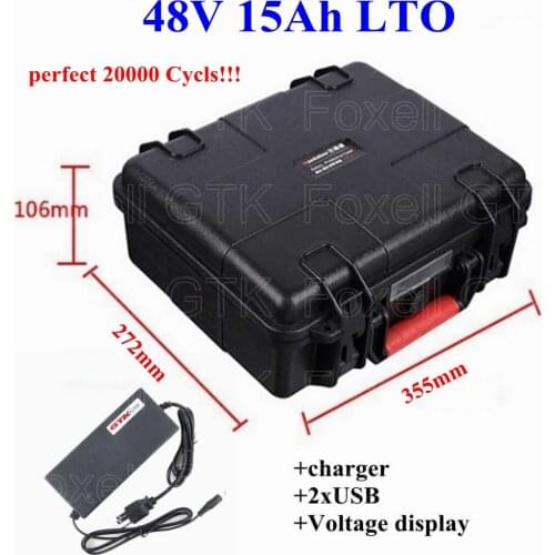 20000 cycles LTO 48V 15ah Lithium titanate battery 2.4V LTO BMS 20S for 2400W golf cart ebike clean truck scooter+3A Charger
