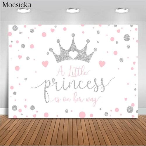 Mocsicka Birthday Party Background Love Heart Crown Decoration Style Baby Shower Photo Background Photography Banner