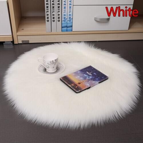 Soft Plush Artificial Sheepskin Rug Chair Cover Bedroom Mat Decorative Warm Hairy Carpet Seat Covers Round Imitation wool