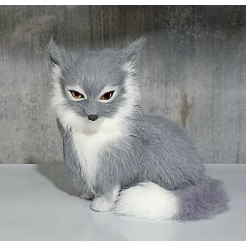 New creative real life fox model plastic&furs simulation gray fox doll gift about 15x14cm xf2861