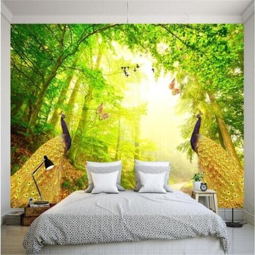 Beibehang wallpaper Custom wallpaper mural photo Dream Forest Peacock Living Room Bedroom Background Wallg wallpaper