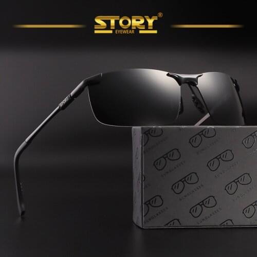 New Mens Photochromic Polarized Sunglasses Men Women Riding Driving Mirror Rectangle Vintage Sun Glasses Change Color Glasses