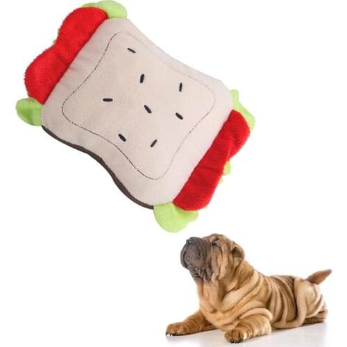 Plush Pet Chew Toy Bread Sandwich Shape Dog Toy Cat Sound Toy Dog Squeaky Toy Puppy Teething Toy Pet Training Toy Pet Supplies