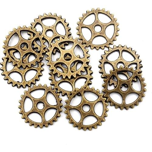 50pcs 15mm Metal Alloy Mini Gear Charms Pendant Accessories Jewelry Finding Vintage Charms For Jewelry Making Necklace Handmade