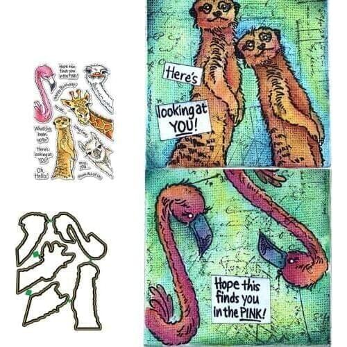 Flamingo Alpaca Giraffe Clear Stamps And Cutting Dies For Scrapbooking Paper Craft Embossing Card Making Dies New2020