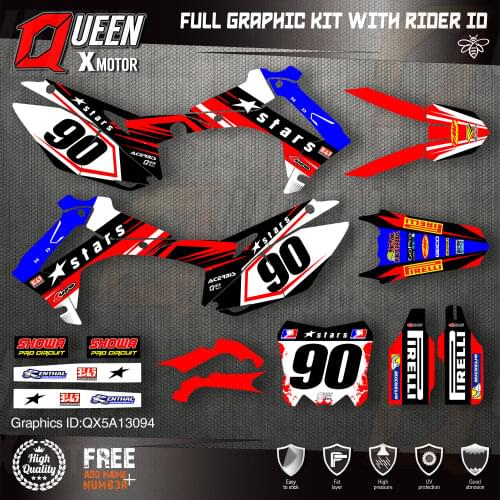 QUEEN X MOTOR Custom Team Graphics Backgrounds Decals Stickers Kit For HONDA 2014-2017 CRF250R 2013-2016 CRF450R 094