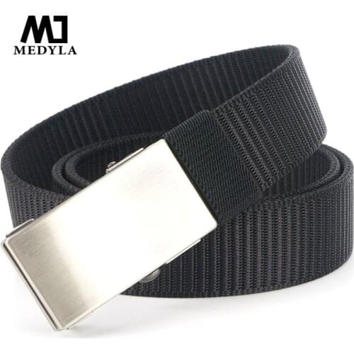 MEDYLA Luxury Canvas Men Belt Automatic Alloy Buckle Male Belt Top Quality Nylon Strap MN044