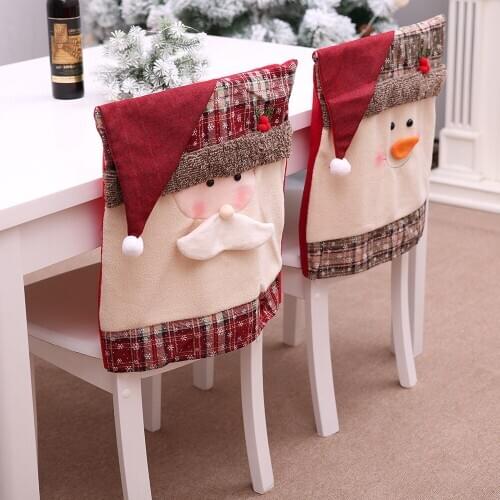 Christmas Decorations Snowman Christmas Chair Cover Set HotelRestaurant Holiday Decoration Dress-up Supplies Chair Set Decor