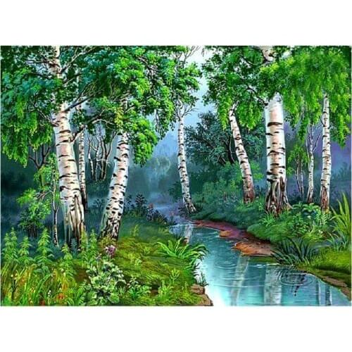Needlework 5d diy diamond painting cross stitch Landscape tree Stickers round drill full diamond embroidery pattern home decor