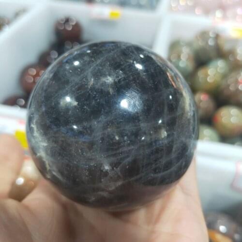 Natural grey moonstone ball quartz crystal ball mineral specimen treatment crystal stone craft home feng shui decoration