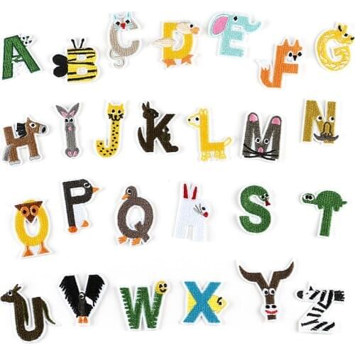 Cute Flat Embroidery Cloth Sticker Wholesale 26 English Letter Personality Adhesive Patch Cartoon Animal Clothing Accessories