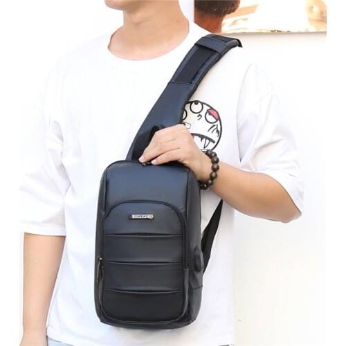 2021 New men Nylon Waterproof USB Multifunction Crossbody Bag Shoulder Bags Messenger Chest Bag Short Trip Travel Pack for Male