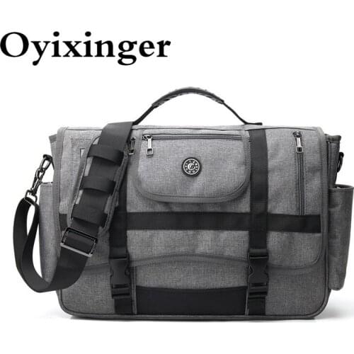 OYIXINGER Men Brand Laptop briefcase Nylon Canvas Male Laptop handbag For 15 Inch Macbook Hp Waterproof Shoulder Messenger Bag
