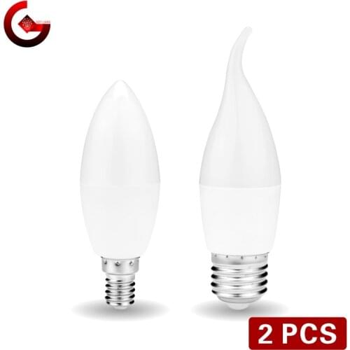 2pcs/lot 5W 7W LED Candle Bulb E14 E27 Lampara Led Light 220V-240V Bombilla Led Lamp No Flicker Spotlight Chandelier Lighting