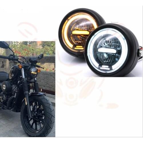 LED Halo Ring Headlight LED Headlamp with Amber Turn Signal Head Lamp