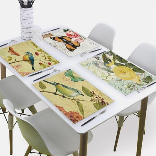 Vintage Flower Napkin Cloth Birds butterfly Tea Towels 43*32Cm Fabric Napkins Table Hotel Restaurant Wedding Table Napkins