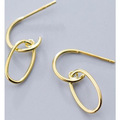 MloveAcc Real 925 Sterling Silver Geometry Oval Drop Earrings for Women Girls S925 Sterling Silver Jewelry