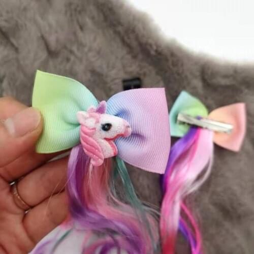 Cute Girls Unicorn Hairpin Child Twist Hair Clip Simple Barrette Cartoon Hair Rope Accessories Kids Wig Rope Hair Head Wear